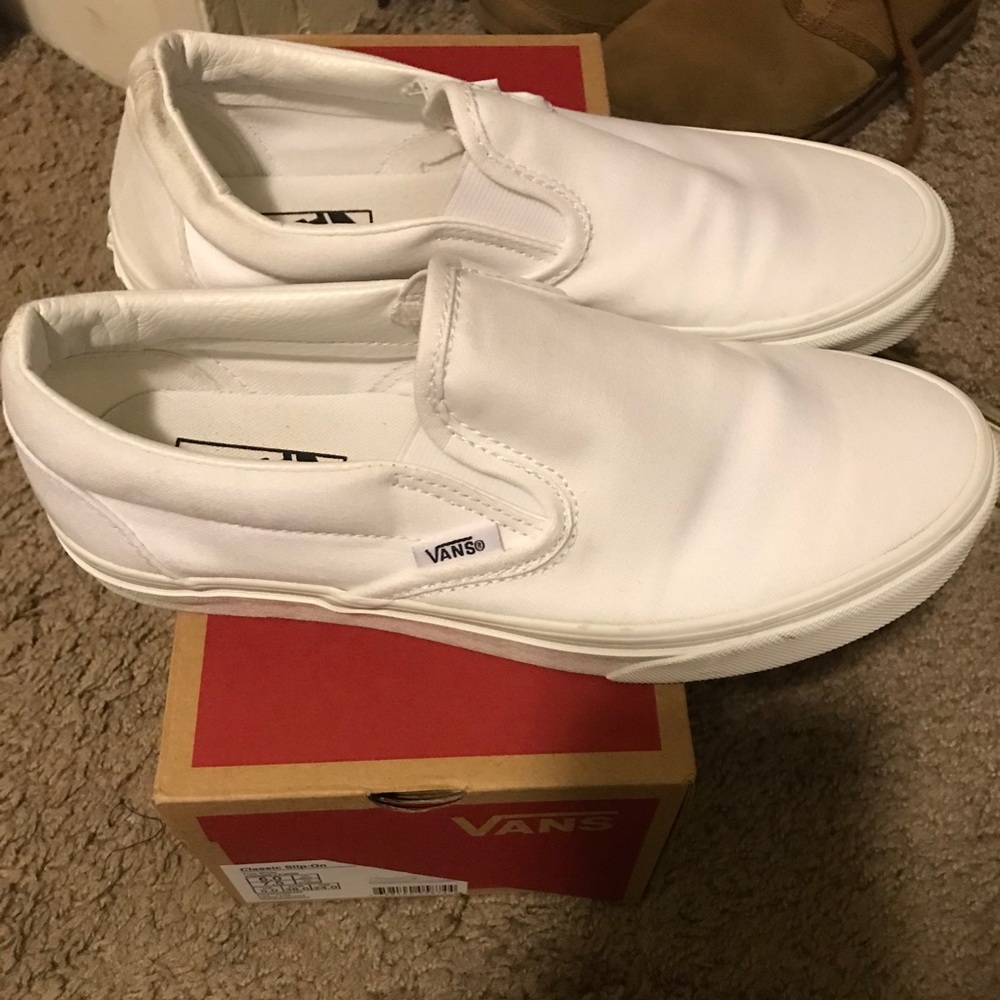 White slip on vans